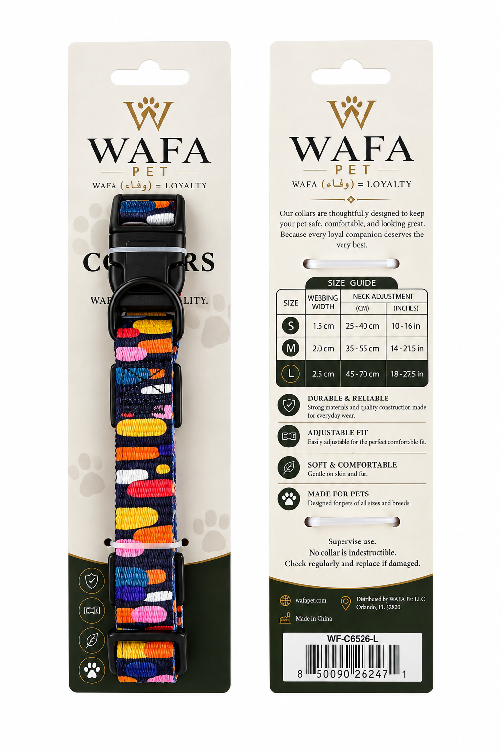 WAFA Fashion Dog Collar Colorful Style 6526