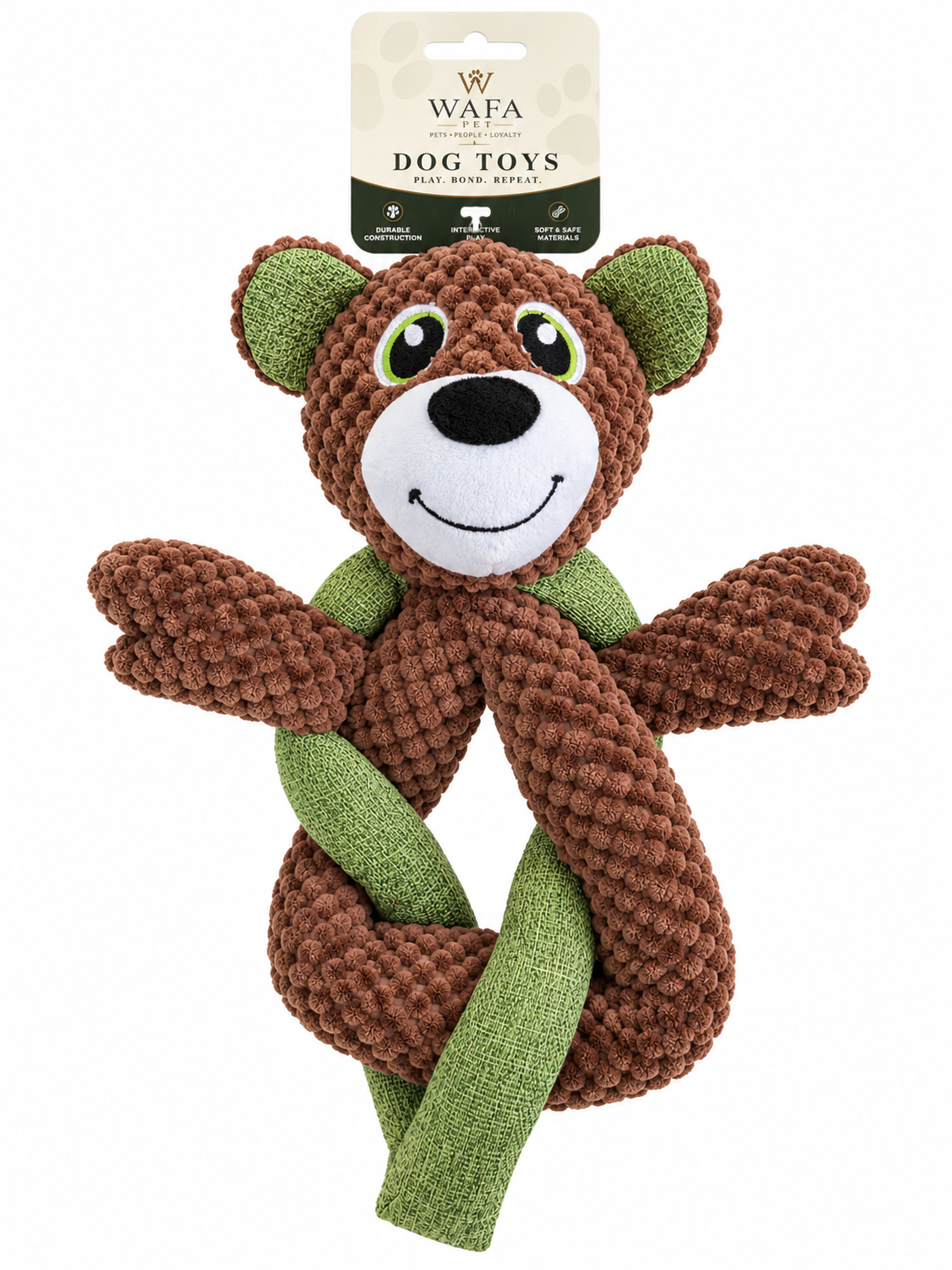 WAFA Natural Bear Plush Dog Toy
