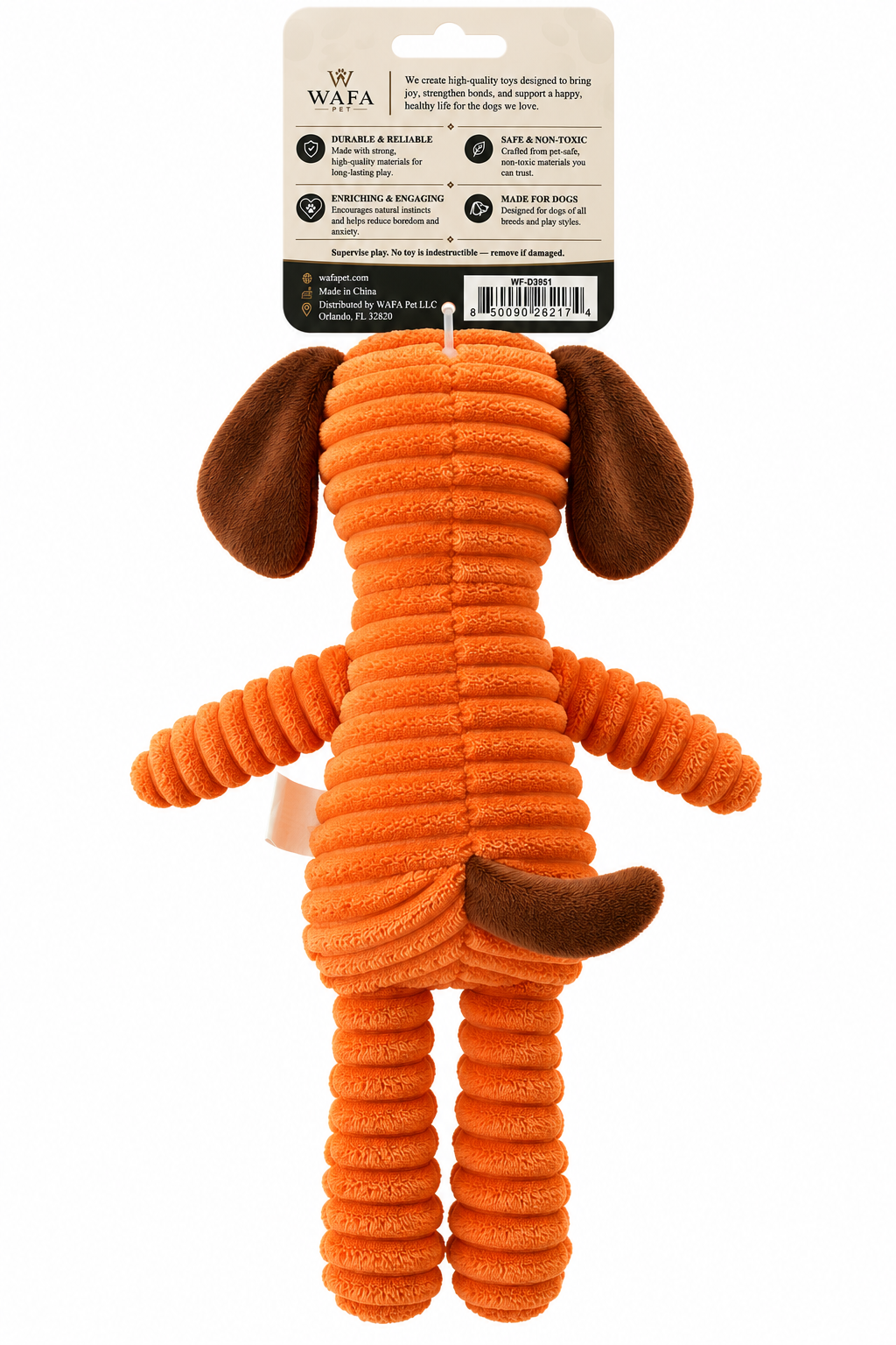 WAFA Striped Plush Dog Toy 12.5 Inch - view 2
