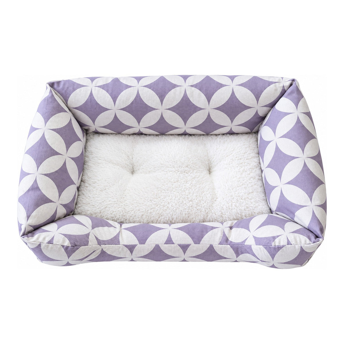 WAFA rectangular pet bed, purple lattice pattern, top view