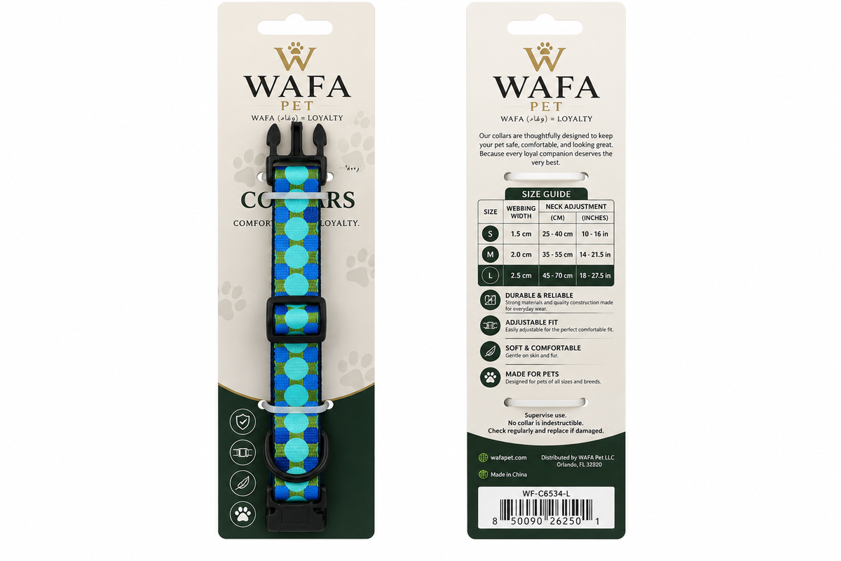 WAFA Fashion Dog Collar Blue Style 6534
