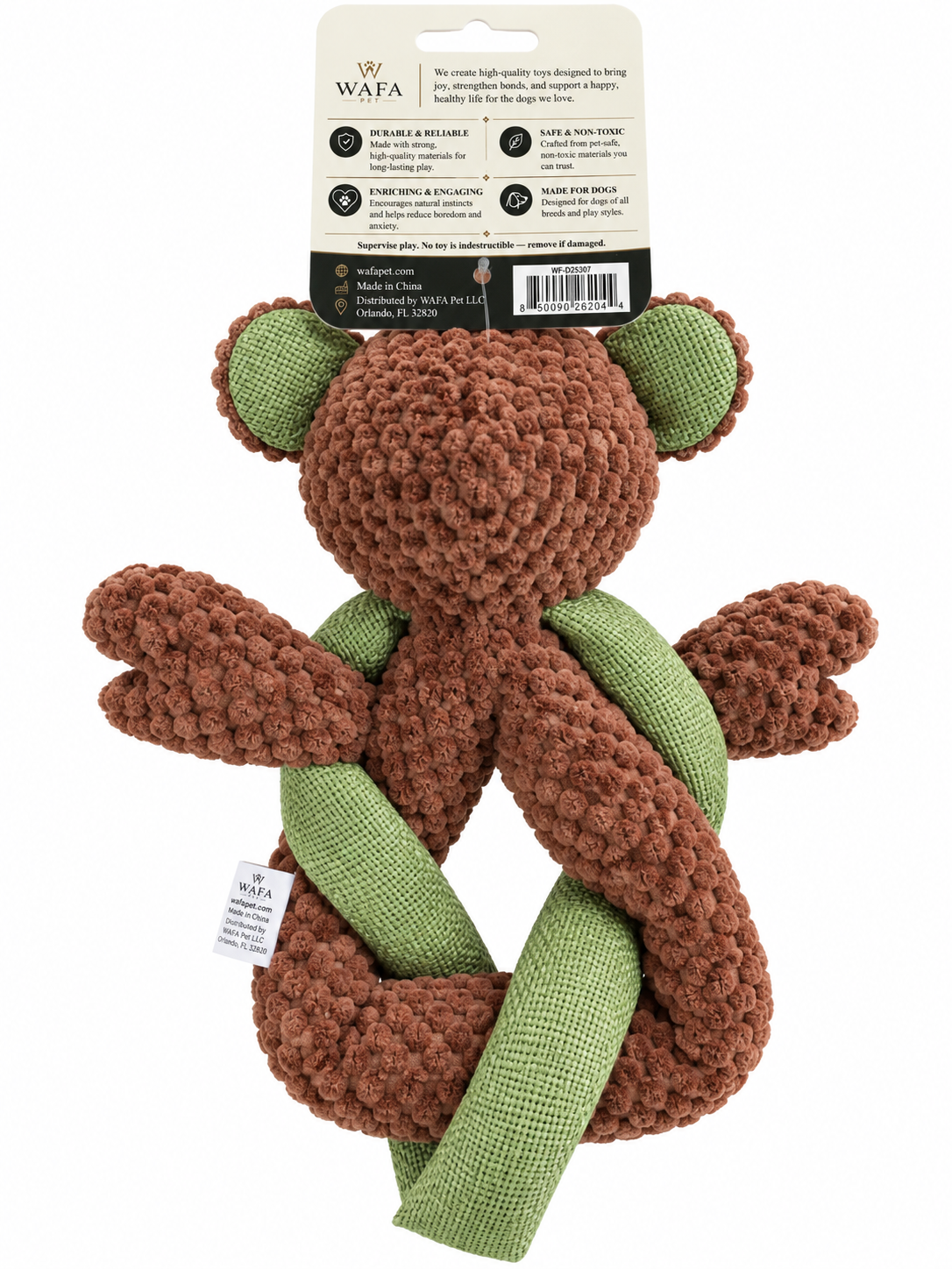 WAFA Natural Bear Plush Dog Toy - view 2