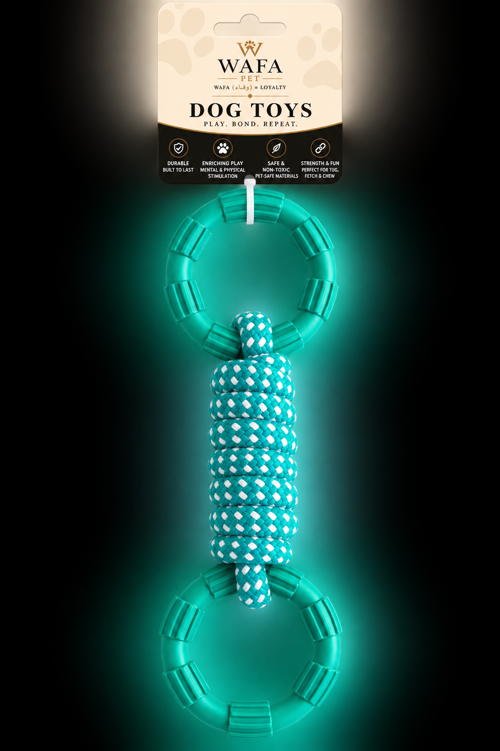 WAFA Rope Chew Toy with TPR 9.5 Inch